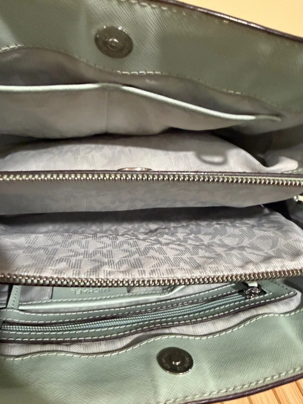 Michael Kors Pale Blue Saffiano Leather Satchel Michael Kors Handbag MK Purses